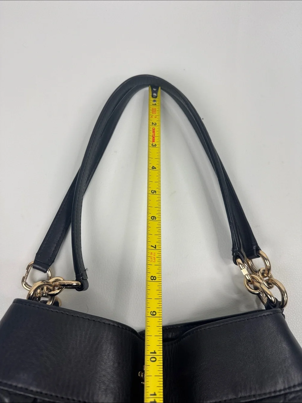 Coach Black Quilted Leather Shoulder Tote Bag Gold Hardware pockets Chain strap